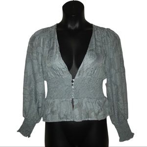 Light Blue Floral Peplum Top